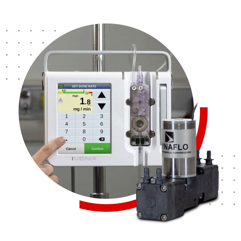 Custom mini diaphragm pumps for IV infusion systems