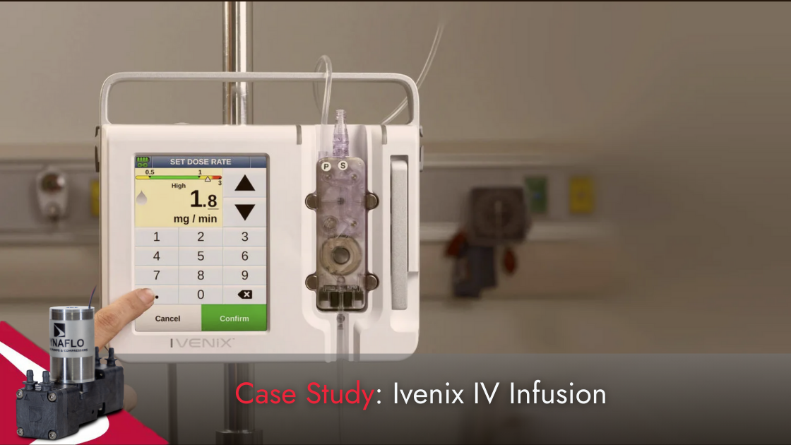 Ivenix drug infusion system and 6000 series micro diaphragm vacuum pump in the corner. 